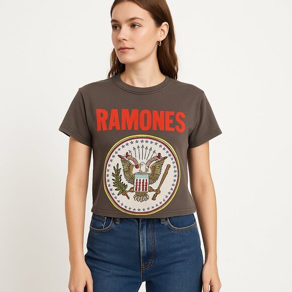 Ramones Tops - Ramones Graphic Band Tee 100% Cotton Vintage Rock T-Shirt Punk Unisex Small Grey
